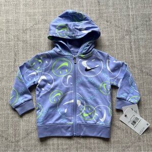 Nike Baby Infant Girl’s Light Smoke Grey Heather Zip Up Hooded Jacket 12M NEW
